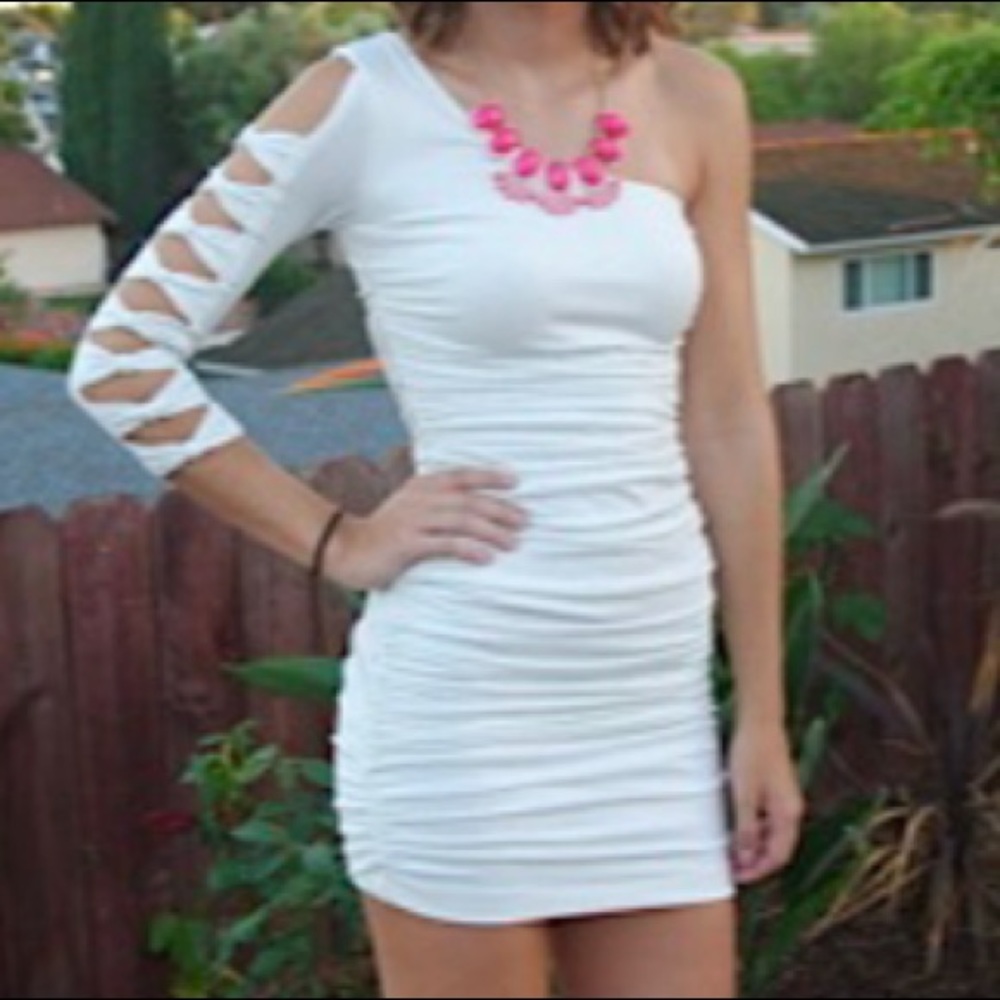 White sparkly bodycon dress